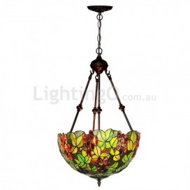 16 Inch Retro Grape Stained Glass Pendant Light