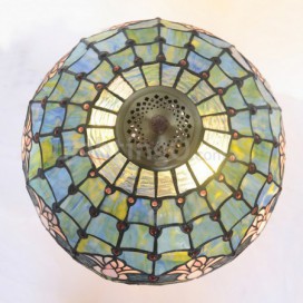 16 Inch Blue Tulip Stained Glass Pendant Light