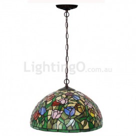 16 Inch Tulip 1 Light Stained Glass Pendant Light