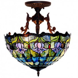 16 Inch Tulip Round Stained Glass Pendant Light