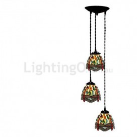 3 Light Stained Glass Pendant Light