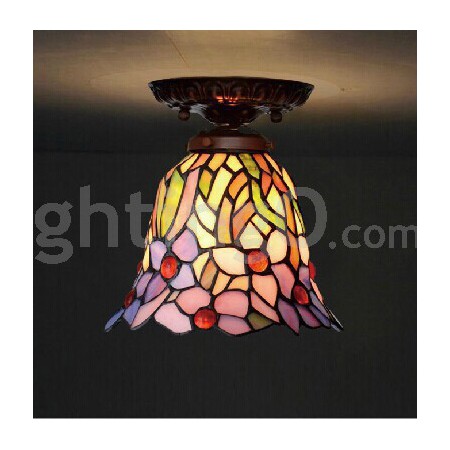 7 Inch Stained Glass Flush Mount