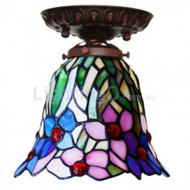 7 Inch Stained Glass Flush Mount