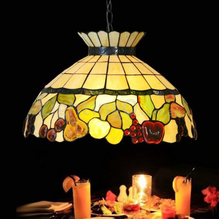 18 Inch Fruit 1 Light Stained Glass Pendant Light