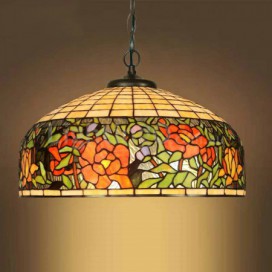 20 Inch Rose Stained Glass Pendant Light