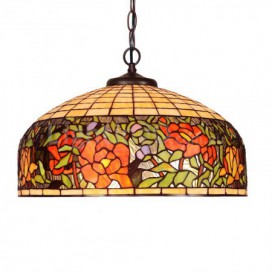 20 Inch Rose Stained Glass Pendant Light