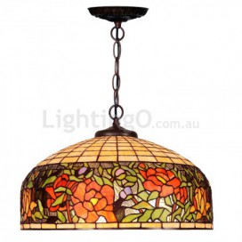 20 Inch Rose Stained Glass Pendant Light