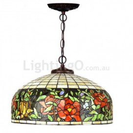 20 Inch Rose Stained Glass Pendant Light