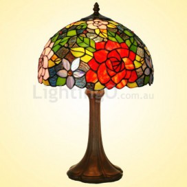 12 Inch Red Stained Glass Table Lamp