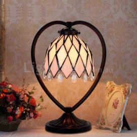 7 Inch Pink Stained Glass Table Lamp