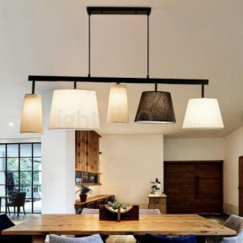 5 Light Modern / Contemporary Steel Pendant Light with Fabric Shade