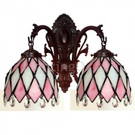 Pink Crystal Face Down Stained Glass Wall light