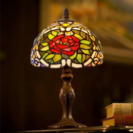 8 Inch Rose Stained Glass Table Lamp