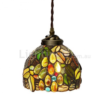 7 Inch Grape 1 Light Stained Glass Pendant Light