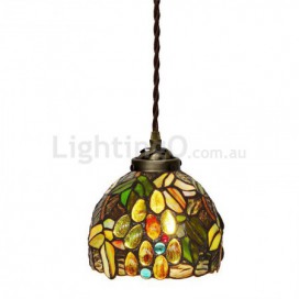 7 Inch Grape 1 Light Stained Glass Pendant Light