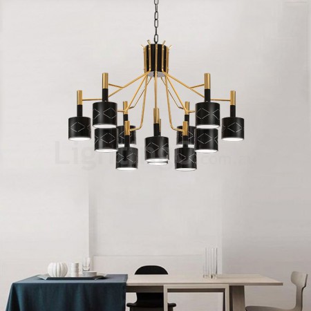 12 Light Modern / Contemporary Steel Chandelier with Steel Shade