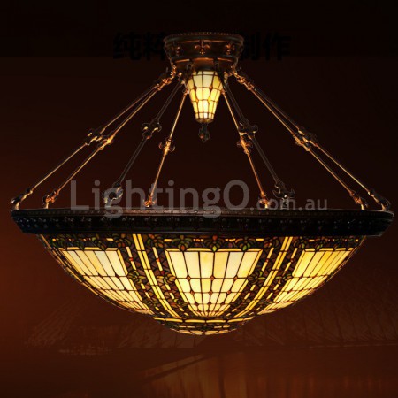 43 Inch Baroque Stained Glass Pendant Light