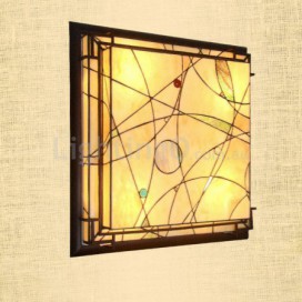 25 Inch Square Stained Glass Flush Mount