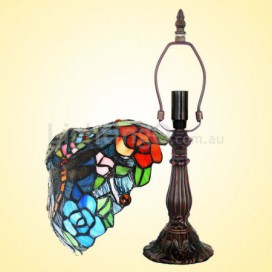 8 Inch Dragonfly Rose Stained Glass Table Lamp