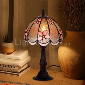 8 Inch Pink Stained Glass Table Lamp