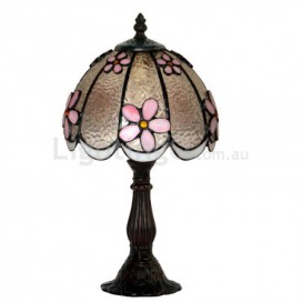 8 Inch Pink Stained Glass Table Lamp