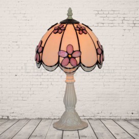 8 Inch Pink Stained Glass Table Lamp