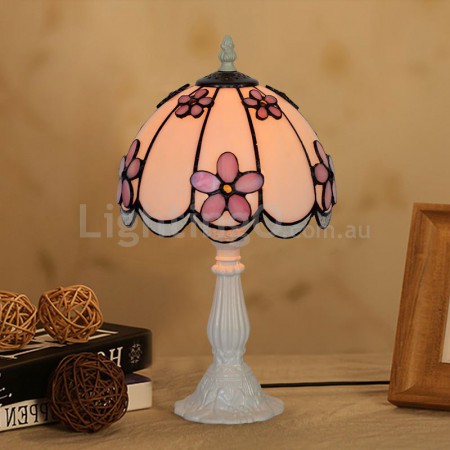 8 Inch Pink Stained Glass Table Lamp