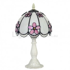 8 Inch Pink Stained Glass Table Lamp