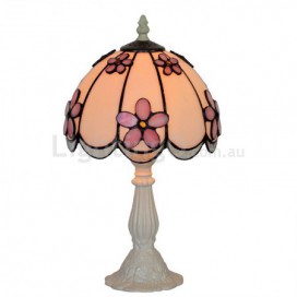 8 Inch Pink Stained Glass Table Lamp