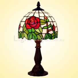 8 Inch Rural Rose Stained Glass Table Lamp