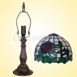 8 Inch Rural Rose Stained Glass Table Lamp