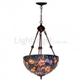 16 Inch Rustic Stained Glass Pendant Light