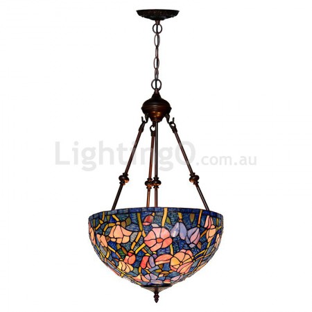 16 Inch Rustic Stained Glass Pendant Light