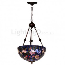 16 Inch Rustic Stained Glass Pendant Light