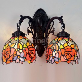 Rose Red Stained Glass Wall light