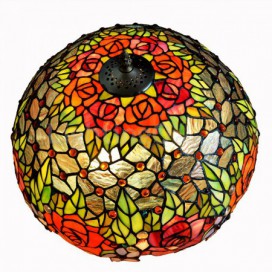 16 Inch Rose Brass Stained Glass Table Lamp