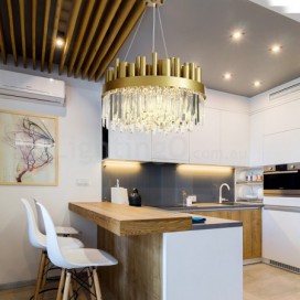 16 Light Modern / Contemporary Steel Pendant Light with Crystal Shade