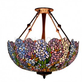 22 Inch Blue Stained Glass Pendant Light