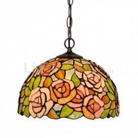 12 Inch Retro Stained Glass Pendant Light