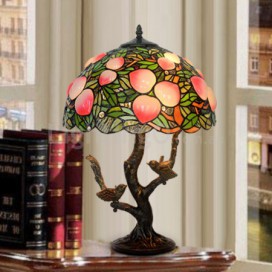 16 Inch Retro Peach Stained Glass Table Lamp