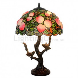 16 Inch Retro Peach Stained Glass Table Lamp