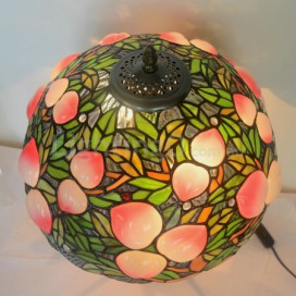 16 Inch Retro Peach Stained Glass Table Lamp