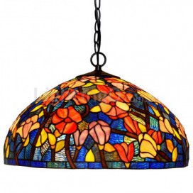 20 Inch 1 Light Stained Glass Pendant Light