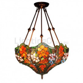 18 Inch Rose Stained Glass Pendant Light