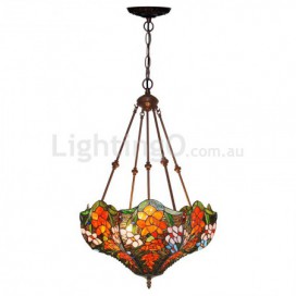 18 Inch Rose Stained Glass Pendant Light