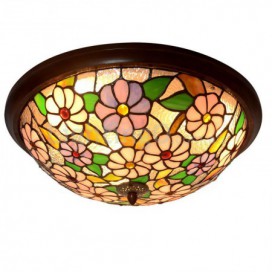 16 Inch Stained Glass Flush Mount