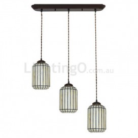 3 Light Stained Glass Pendant Light