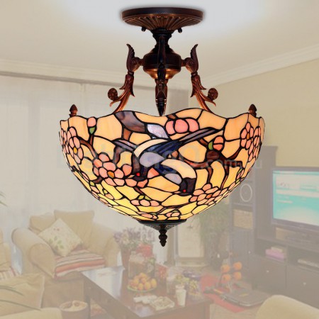 16 Inch Round Stained Glass Pendant Light