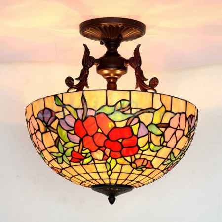 16 Inch Round Stained Glass Pendant Light