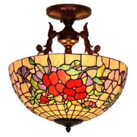 16 Inch Round Stained Glass Pendant Light